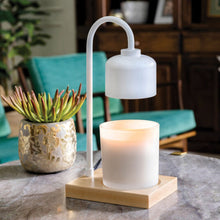 Load image into Gallery viewer, White & Wood Arched Candle Warmer Lamp