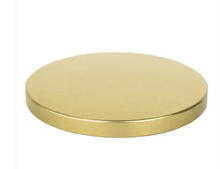 Load image into Gallery viewer, A round, flat metallic disc with a brushed gold finish, shown from a slight angle on a plain white background.
